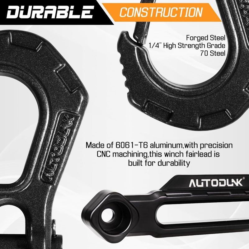 AUTODUNK Synthetic Winch Rope-1/4 x 50ft 10,000LBS Winch Line with 6" Fairlead, Forged Winch Hook and Rubber Stopper, Protective Sleeve Synthetic Winch Cable for 4WD ATV UTV Offroad Vehicles, Orange - Image 2